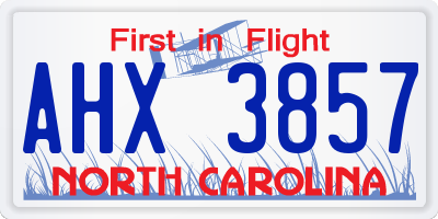 NC license plate AHX3857