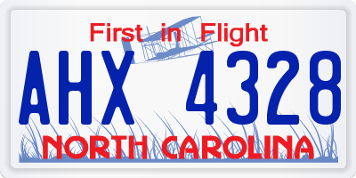 NC license plate AHX4328