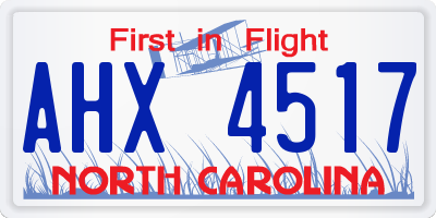NC license plate AHX4517
