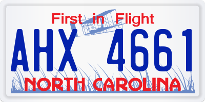 NC license plate AHX4661