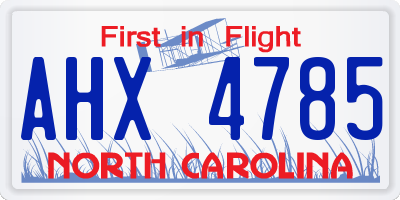 NC license plate AHX4785