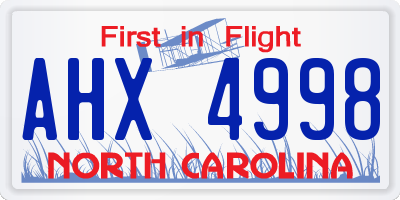 NC license plate AHX4998