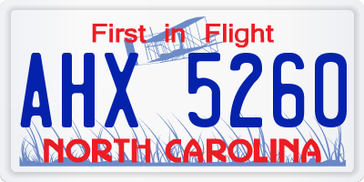 NC license plate AHX5260