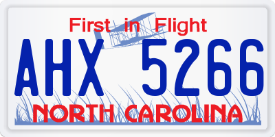 NC license plate AHX5266