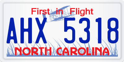 NC license plate AHX5318