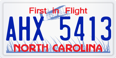 NC license plate AHX5413