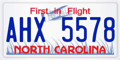 NC license plate AHX5578