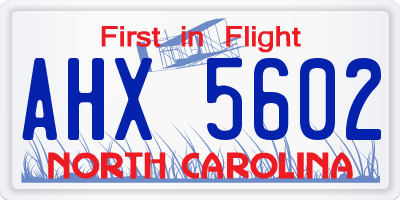 NC license plate AHX5602