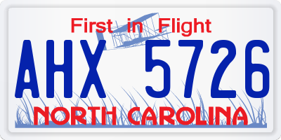 NC license plate AHX5726