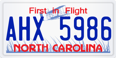 NC license plate AHX5986