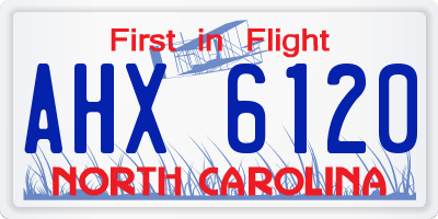 NC license plate AHX6120