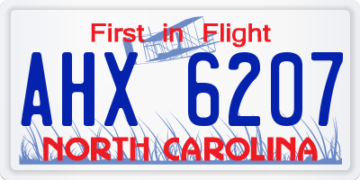 NC license plate AHX6207
