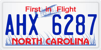 NC license plate AHX6287
