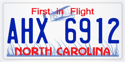 NC license plate AHX6912
