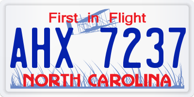 NC license plate AHX7237
