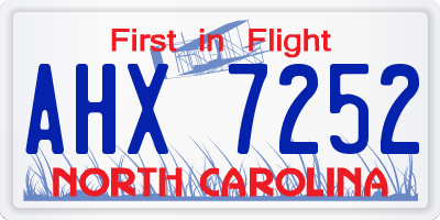 NC license plate AHX7252
