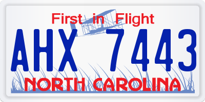 NC license plate AHX7443