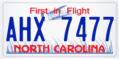 NC license plate AHX7477
