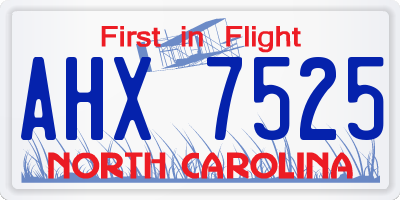 NC license plate AHX7525