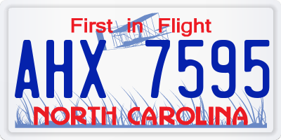 NC license plate AHX7595