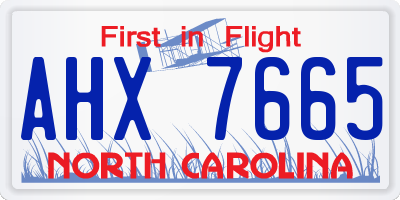NC license plate AHX7665