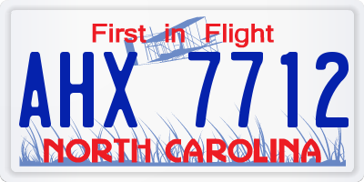 NC license plate AHX7712
