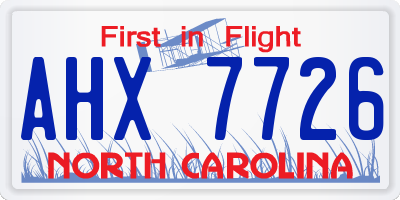 NC license plate AHX7726
