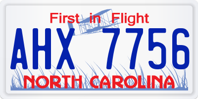NC license plate AHX7756