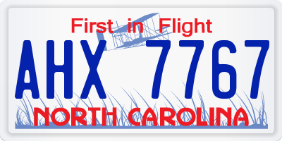 NC license plate AHX7767