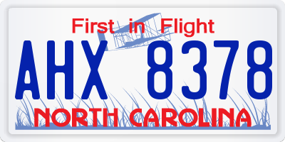 NC license plate AHX8378