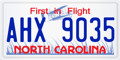 NC license plate AHX9035
