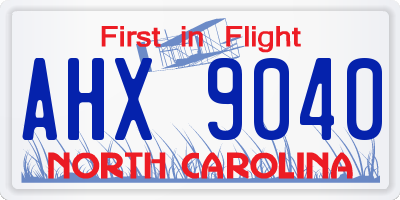 NC license plate AHX9040
