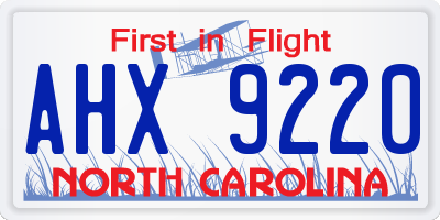NC license plate AHX9220