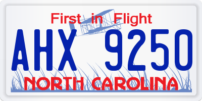 NC license plate AHX9250