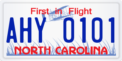 NC license plate AHY0101