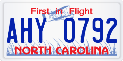 NC license plate AHY0792
