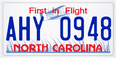 NC license plate AHY0948
