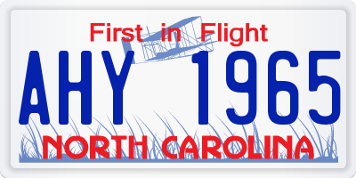 NC license plate AHY1965