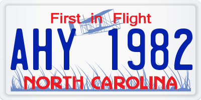 NC license plate AHY1982