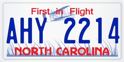 NC license plate AHY2214