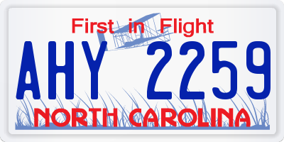 NC license plate AHY2259