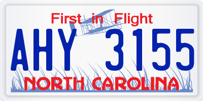 NC license plate AHY3155