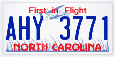 NC license plate AHY3771