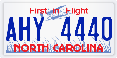 NC license plate AHY4440