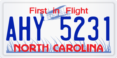 NC license plate AHY5231
