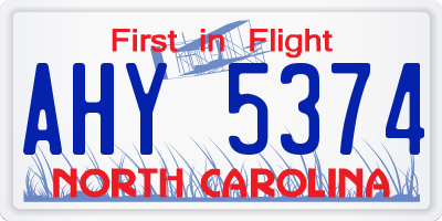 NC license plate AHY5374