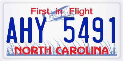 NC license plate AHY5491