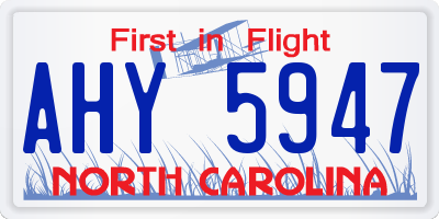 NC license plate AHY5947