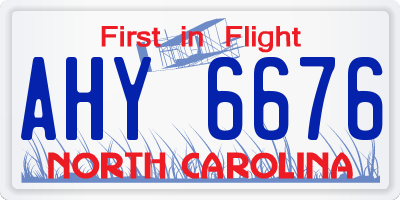 NC license plate AHY6676