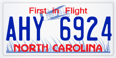 NC license plate AHY6924